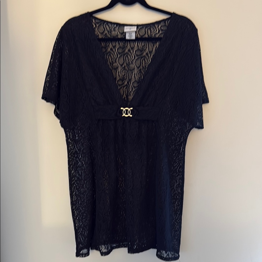 Jaclyn Smith black swim cover up lace
